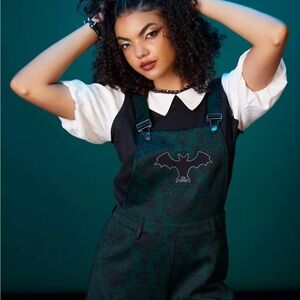 Her Universe Haunted Mansion Bat Embroidered Overalls